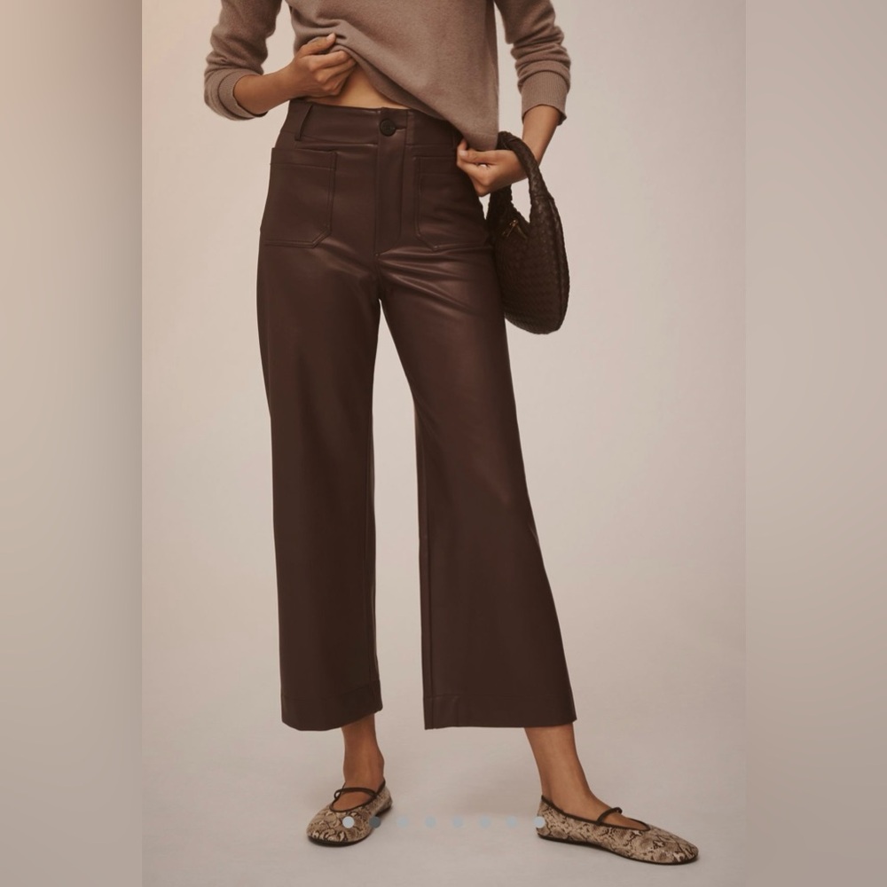 NWT Maeve Faux Leather Colette Wide Leg Pants